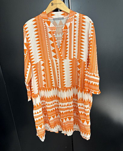 Damen kleid orange weiß - damen,