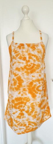 Kleid stoffkleid orange weiß - stoffkleid,